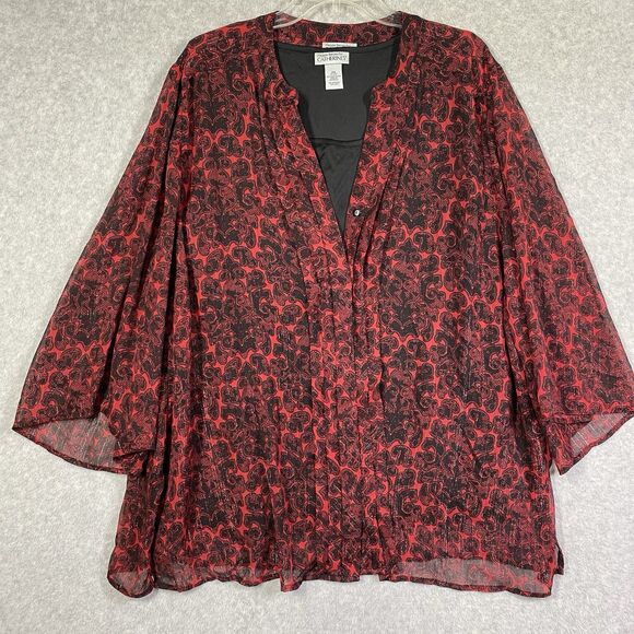 Maggie Barnes for Catherines Womens Plus Size 2X Red Blouse + Tank Top 2 Piece - Picture 1 of 14